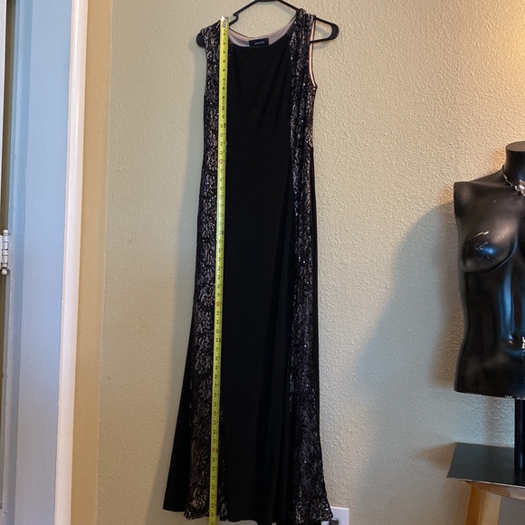 R&M Richards Sexy Black Lace/Sequins Sides Evening Gown - Picture 6 of 12